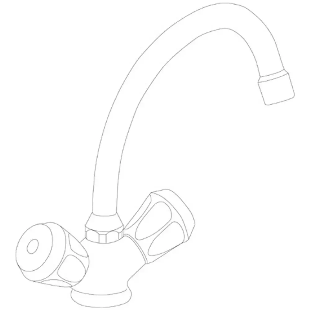 Zweigriff-Küchenarmatur von Ideal Standard mit flexiblen Schläuchen und geschwungenem Auslauf. Ohne Ablagegarnitur.